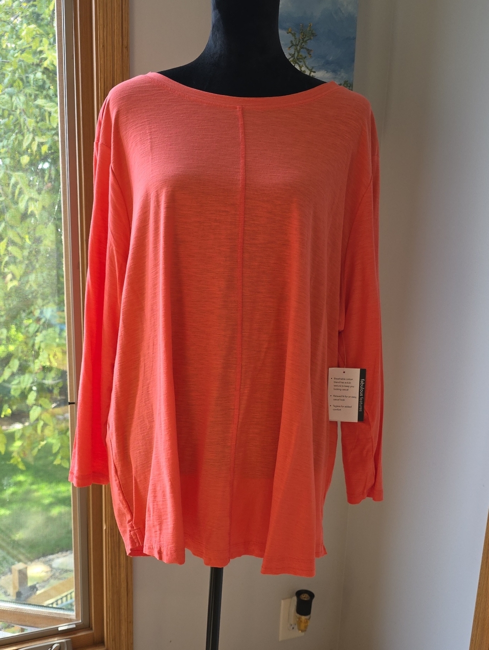 Westbound Coral Long-Sleeve Boatneck Tunic in Women's 2X